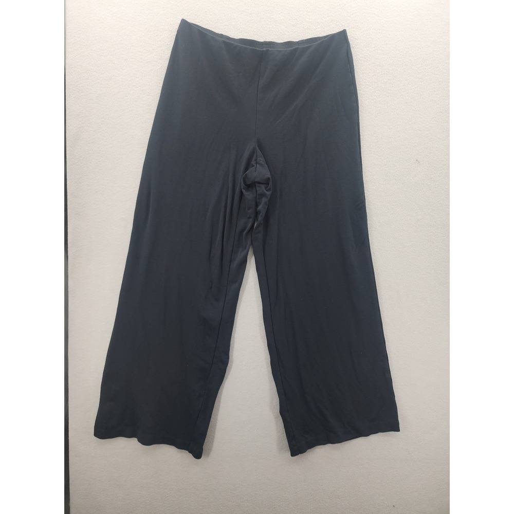J. Jill Black Ponte Knit Wide Leg Pants Size Medium Stretch Pull On Trousers